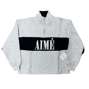 Aime Leon Dore Quarter Zip Pullover AIME Logo Grey Navy S